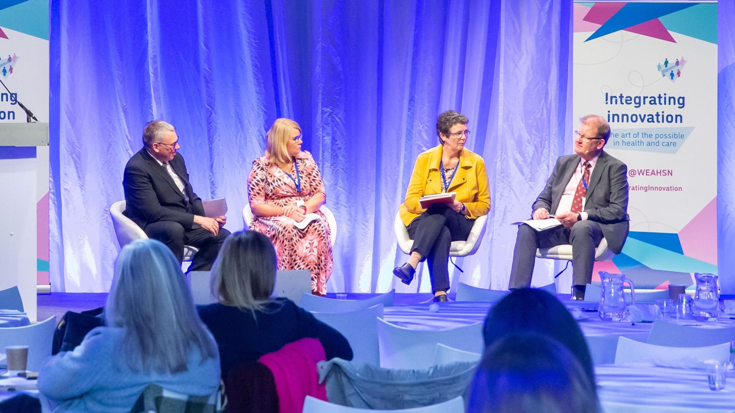 Photo shows Steve West, Sue Harriman, Mary Hutton and Shane Devlin taking part in a panel session at the Integrating Innovation conference