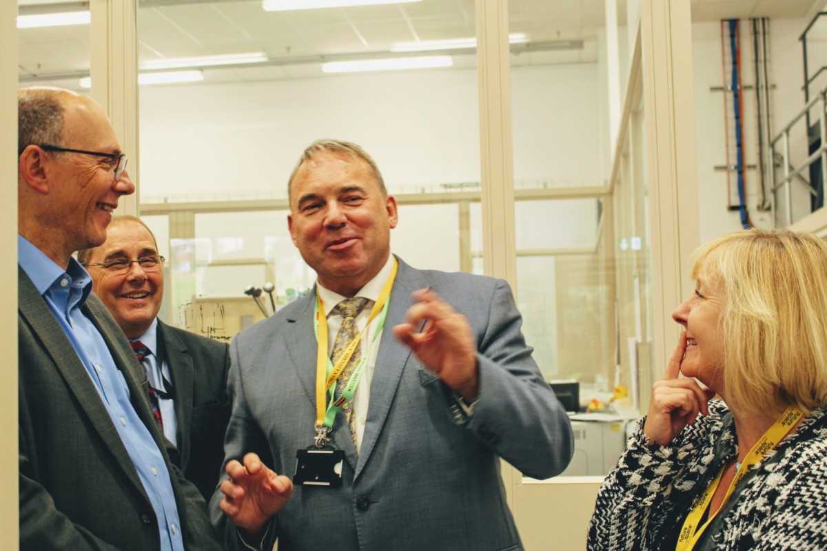 Our Chair, Steve West gives the group a tour of the robotics lab