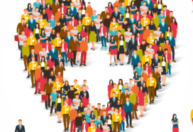 People in shape of healthcare heart